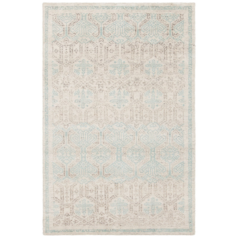Tapis crème en laine noué à la main Isla, Rectangle 5 pi x 7 pi 6 po