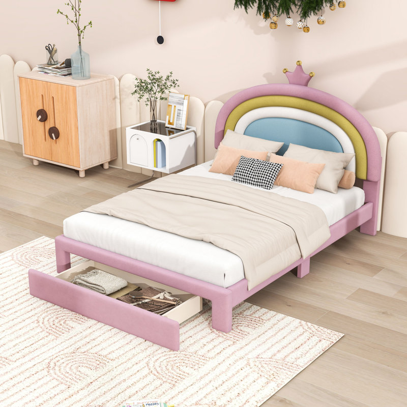 Jamil Wood Platform Bed with Storage Drawer, Full