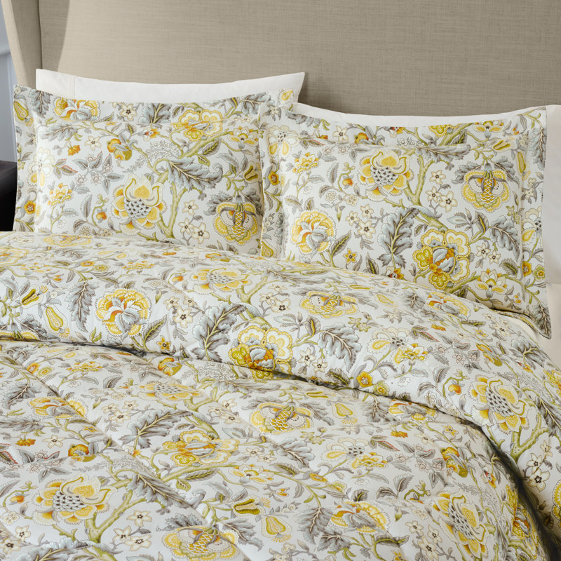 Regency Floral Sham, King, Gray