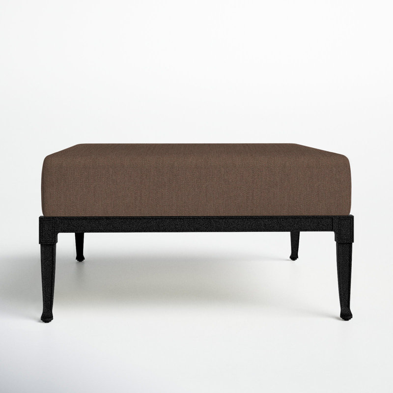 Wiltshire Outdoor Ottoman, Canvas Heather Beige Sunbrella® Canvas, Textured Black
