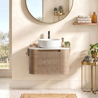 Comptoir de salle de bain mural en bois 24 po E1