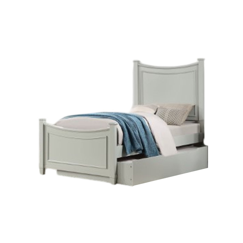 Lit double pour enfant Roly avec lit gigogne, arches inspirées du berceau, bois gris