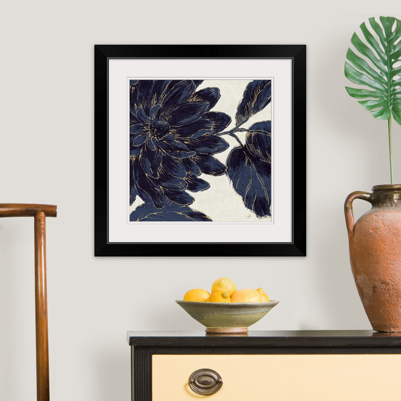 «Indigo Garden I», reproduction d'impression, H 24 po x l 24 po x P 1 po, Cadre noir