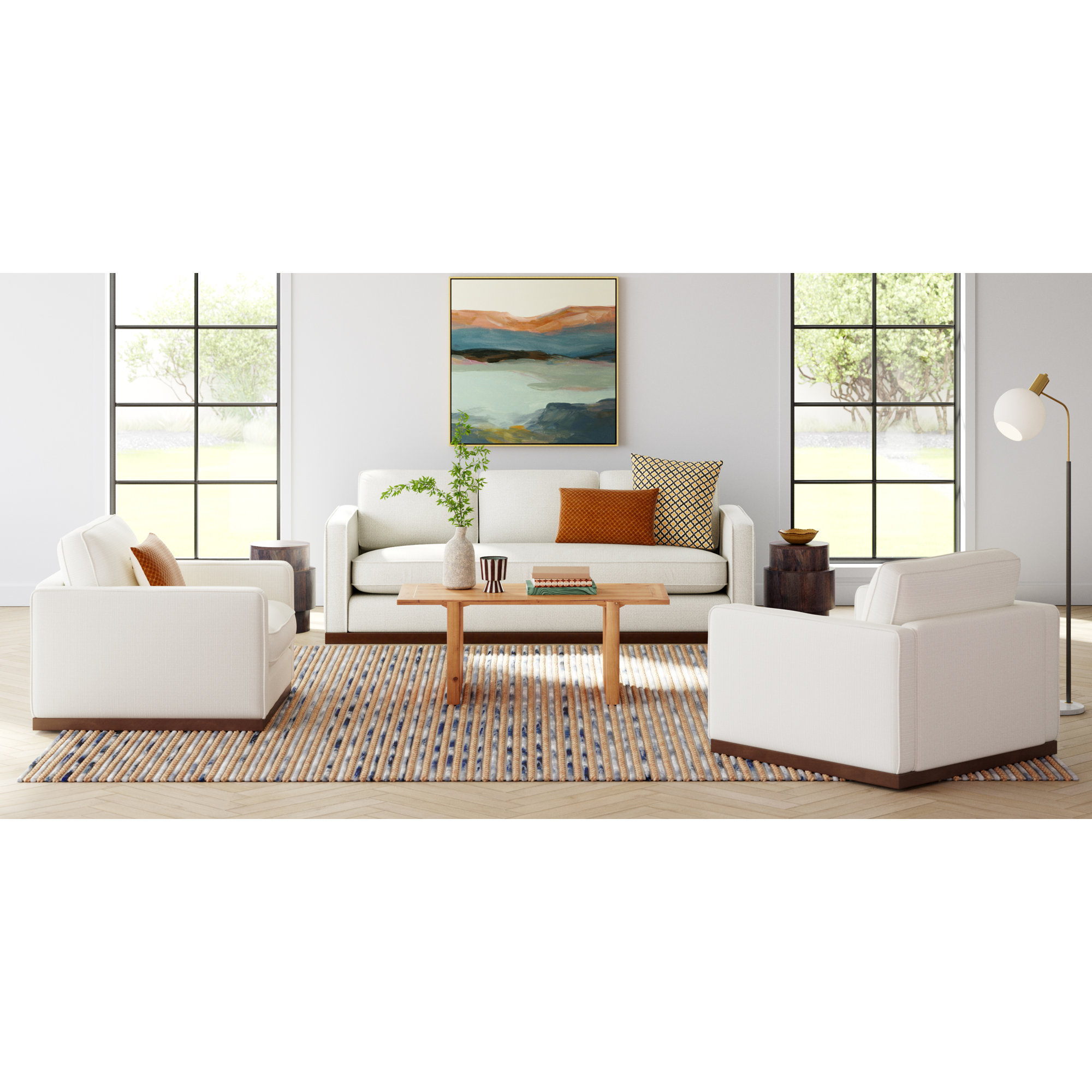 Cocci Striped Hand-Loomed Natural/Gray Area Rug, Rectangle 8' x 10'