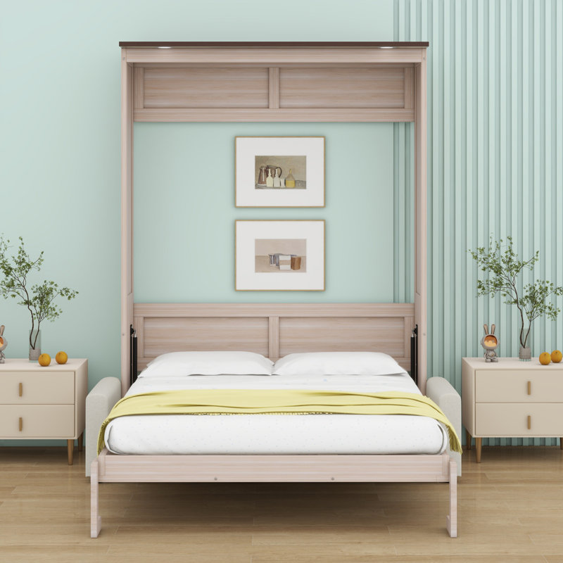 Lit escamotable avec canapé et DEL Murphy, Beige