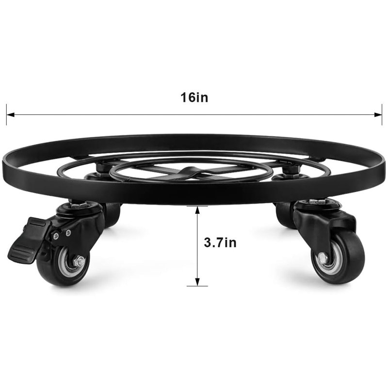 Support pour plante robuste en métal avec roues en fer forgé Iwan, H 3,94 po x l 15,94 po x P 15,94 po