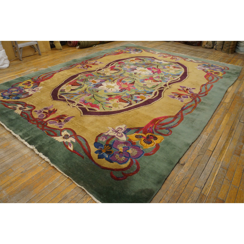Antique Art Deco / Art Nouveau Room Size Wool Chinese Rug
