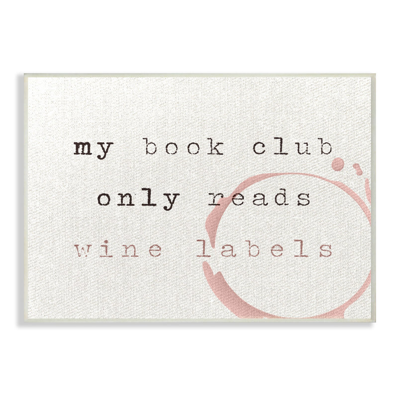 « my book club reads wine labels étrange », impression, H 10 po x l 15 po x P 0,5 po, Plaque murale