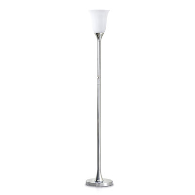 Lampe sur pied chromée avec abat-jour en verre de 180 cm de hauteur