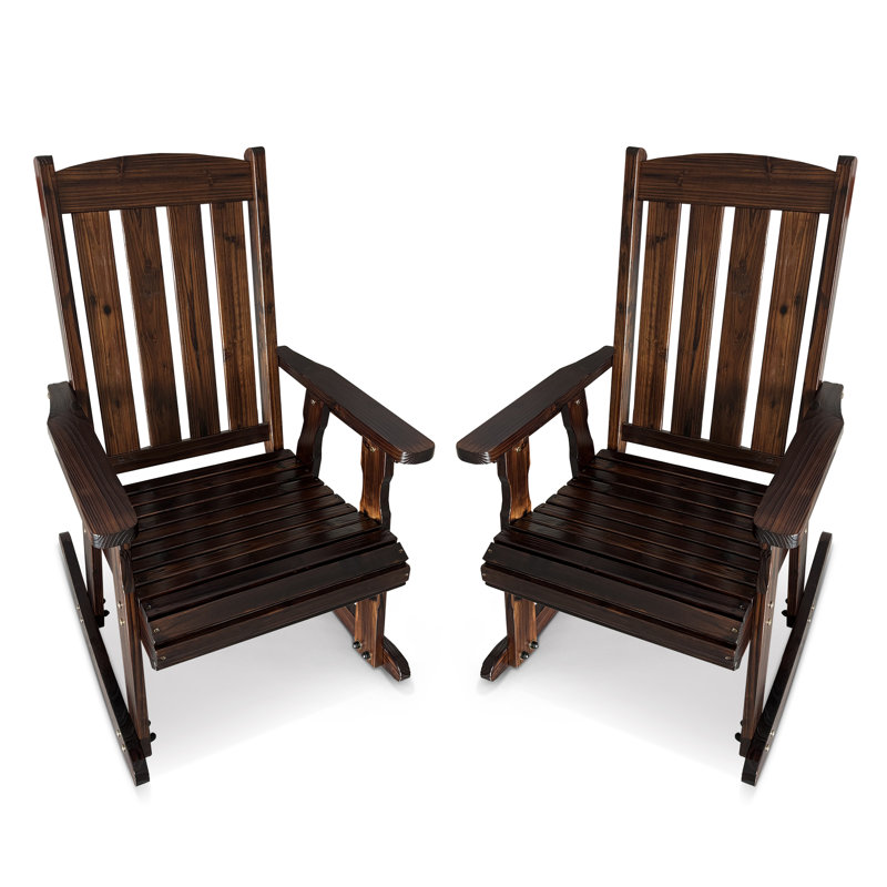 Chaise berçante en bois avec inclinaison confortable du dossier, dossier haut et siège profilé profond, Ton chocolat