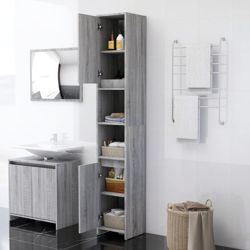 Dorjan Bathroom Cabinet Engineered Wood Rack, Grey Sonoma