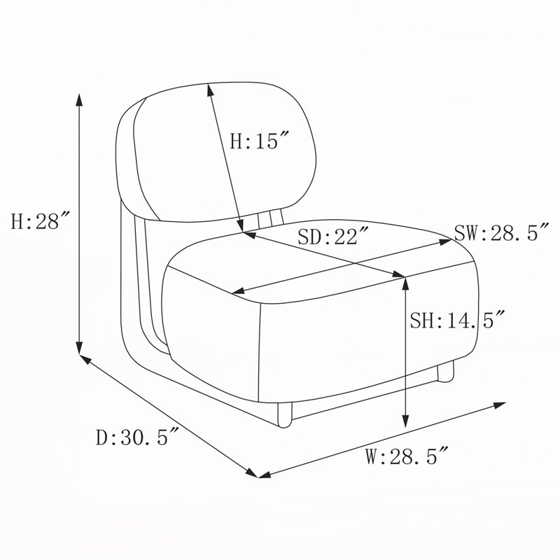Fauteuil d'appoint rembourré sans accoudoirs