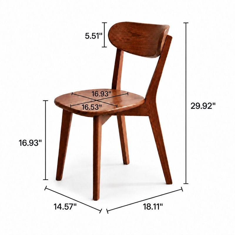 Wood Dining Chairs Set, Solid Oak Wood Chairs w/ Backrest & Seat, Anti-Slip Pads, Walnut, 4