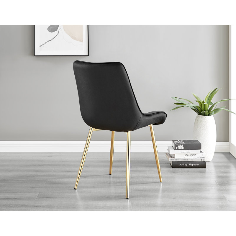 Bernell 2 - Person Dining Set, Black/Gold