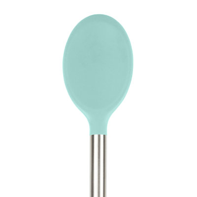 Tovolo Silicone Mixing Spoon with Stainless Steel Handle for Stirring and Serving, Light Aqua
