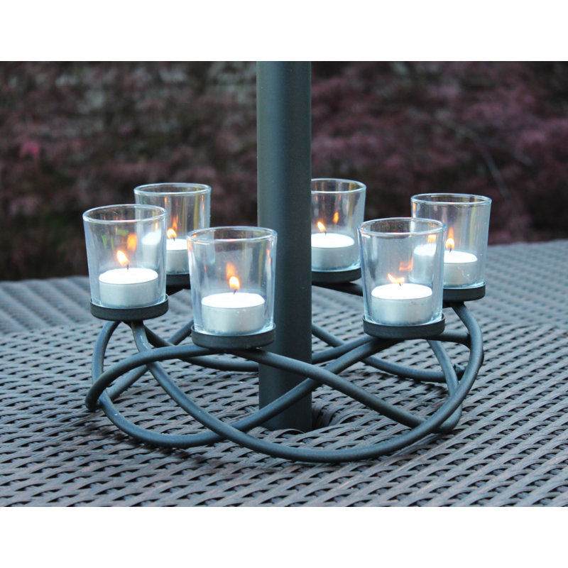 Centre de table avec porte-bougie ronde, Noir / Transparent