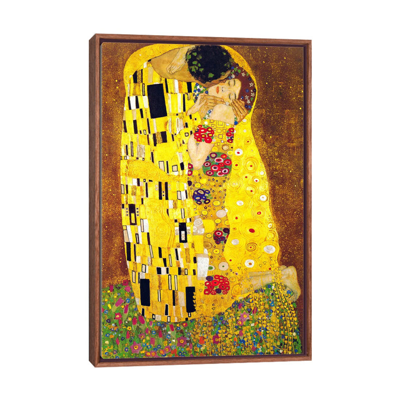 « the baiser » par gustav klimt,-print, H 26 po x l 18 po x 1,5 po, Toile avec cadre en bois classique