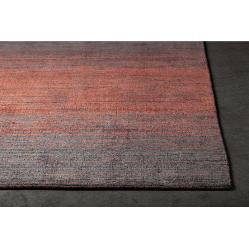Tapis à rayures rouge/gris fait main dhurrie Yaritza, Rectangle 5 pi x 7 pi 6 po