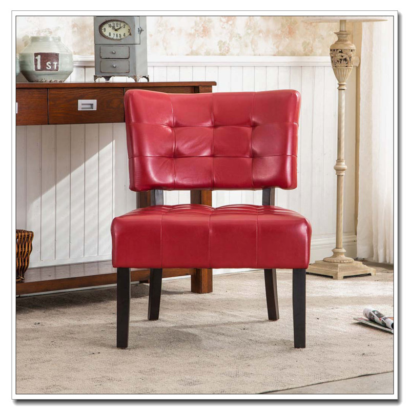 Fauteuil d'appoint capitonné en cuir avec sièges surdimensionnés, Rouge