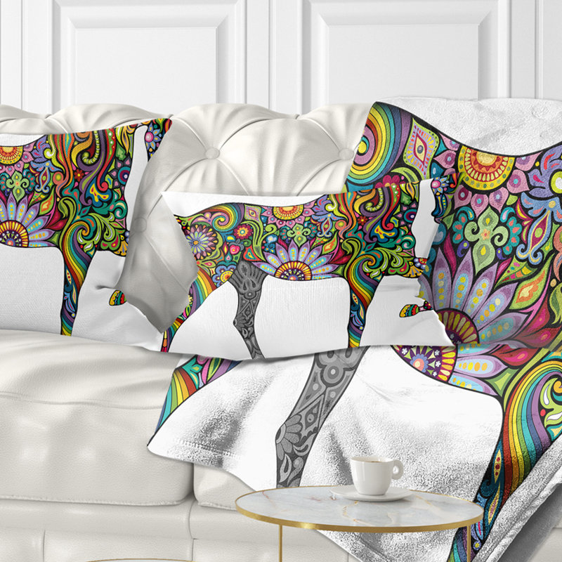 Cheval joyeux - oreiller imprimé animal, 16 po x 1 po, Coussin décoratif