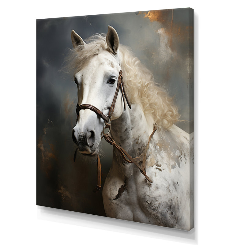 Kenneisha White Horse, Toile tendue, H 44 po x l 34 po x P 1,5 po