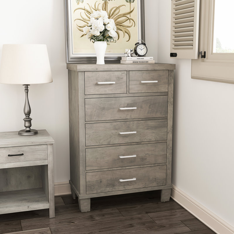 Commode 6 tiroirs Kairn, gris