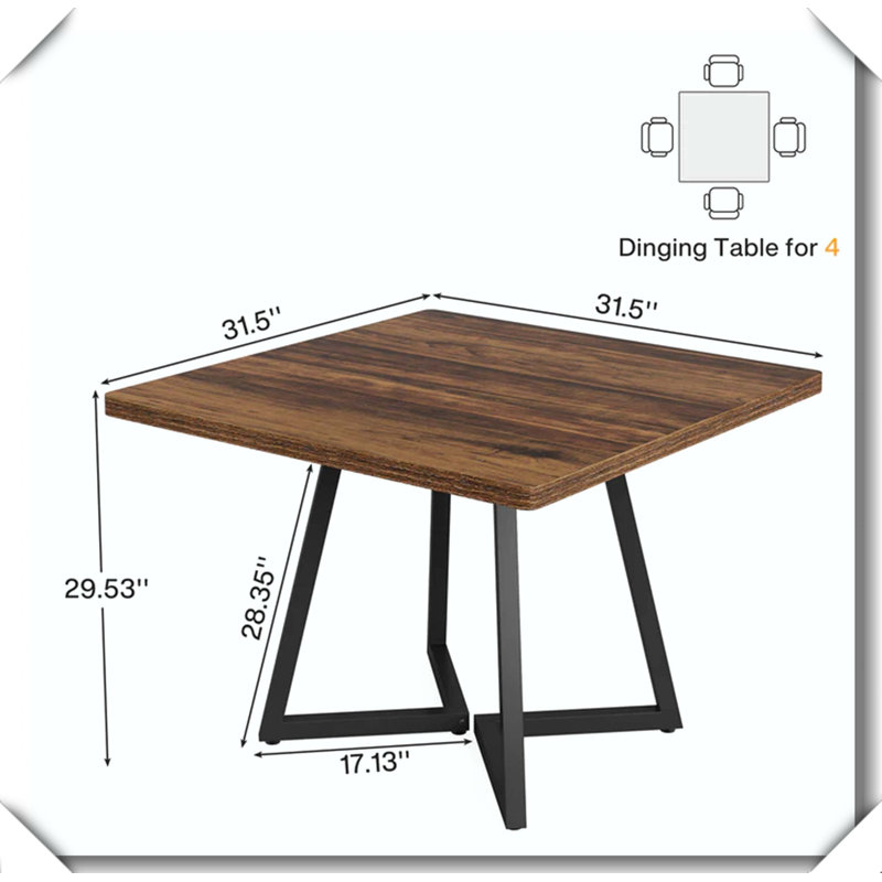 Vintage Square Wood Table Classic Design Flexible Multi-Scene Use, Brown