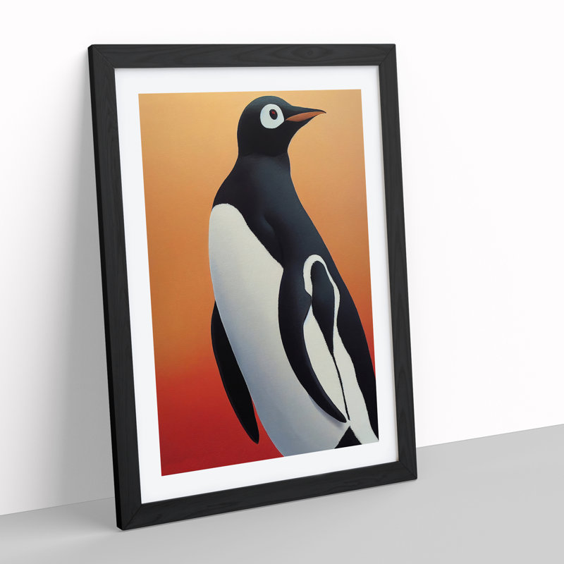 View Of The Penguin - Wall Art, Black Picture Frame, 48cm H x 36cm W, White