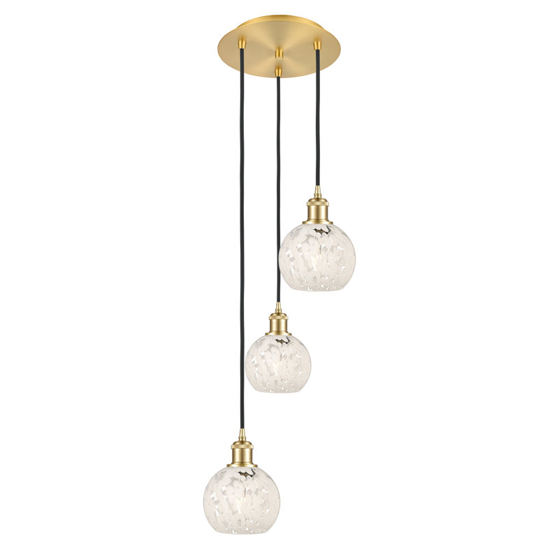 Luminaire suspendu à 3 lumières Ballston Mouchette-113B-G1216, Or satiné, H 11 po x l 12,5 po x P 12,5 po