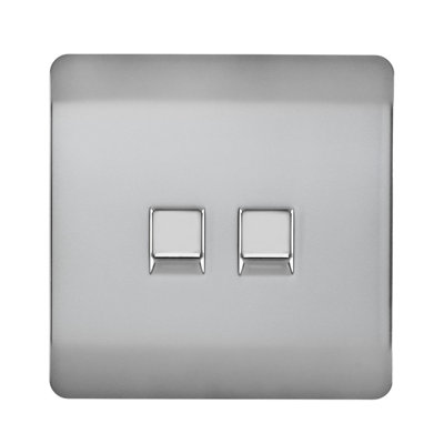 Trendi Switch 2 Gang RJ45 Cat 5e PC Ethernet & Telephone Sockets