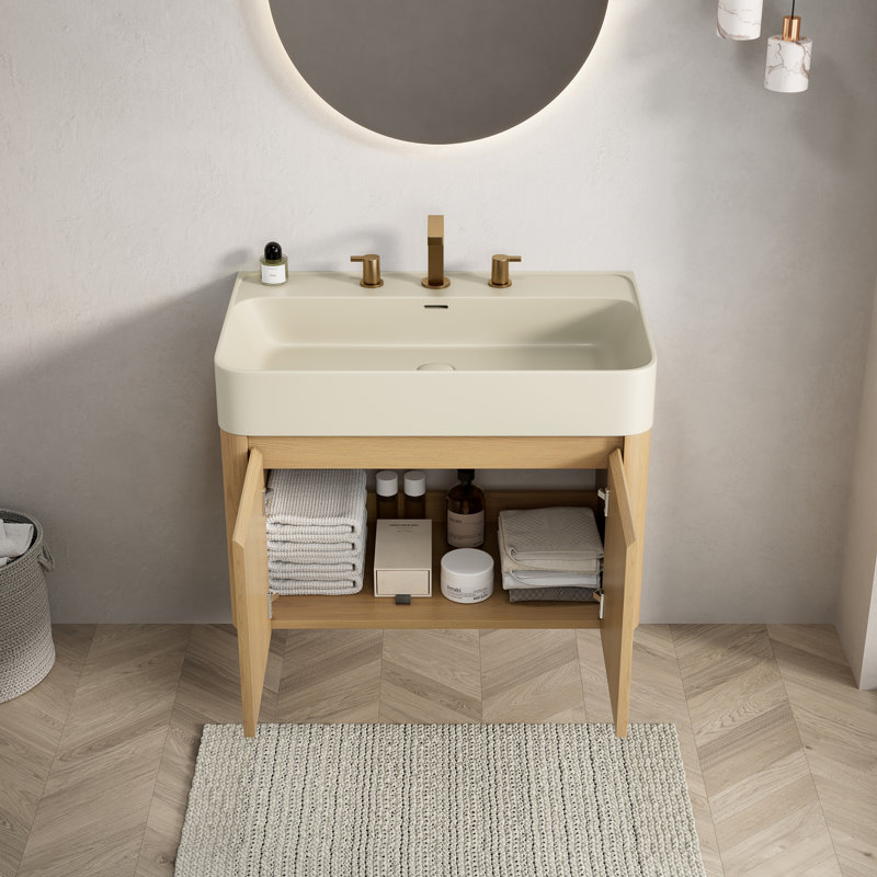 Modern Vanities, Solid Surface, Oak Storage, 29.53