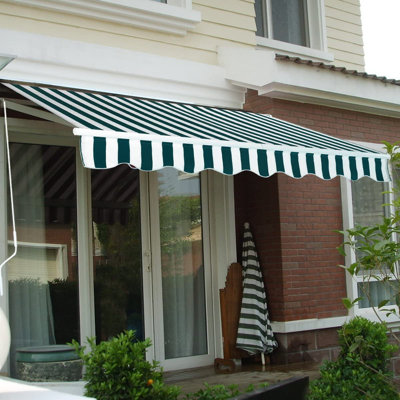 Dakota Fields 300 cm W x 250 cm D Plastic and Polyester Retractable Door / Window Awning