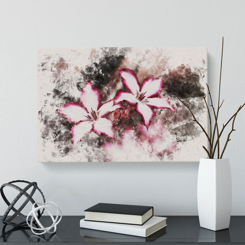 Pink Lily Flowers - Wrapped Canvas, 35cm H x 50cm W x 3cm D