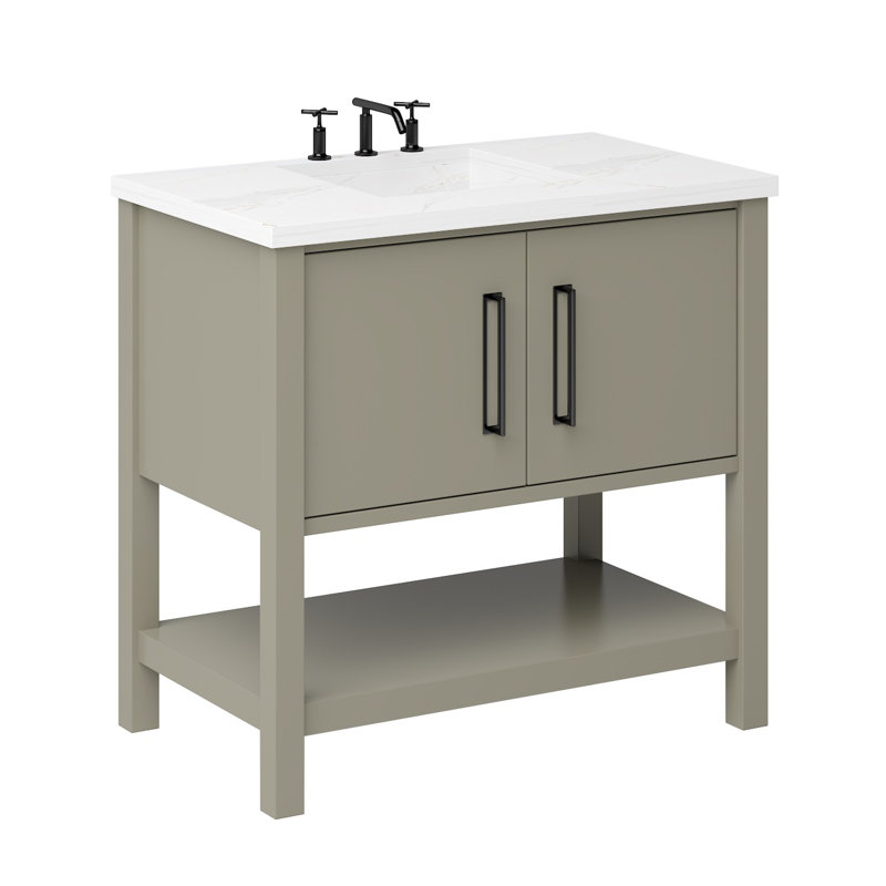 Kiawah Single Bath Vanity, 30", French Olive, Matte Black