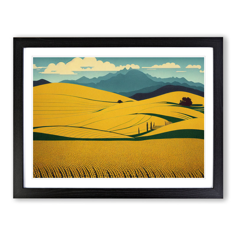 Mesmerising Wheat Field - Single Picture Frame Painting, 46cm H x 64cm W x 2cm D, Black