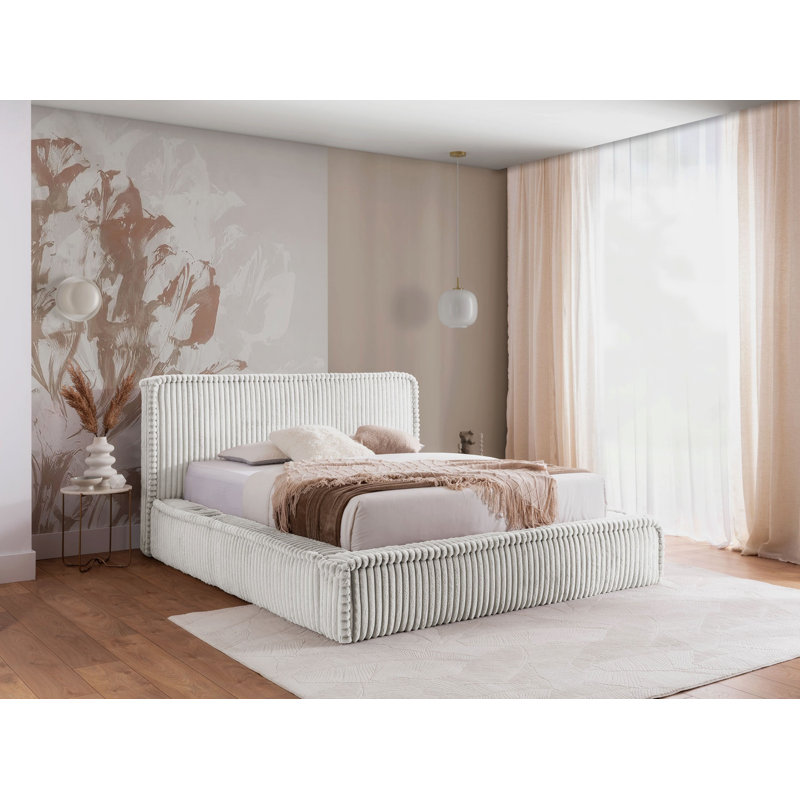 Raisingh Upholstered Bed, White, 160cm W x 200cm L