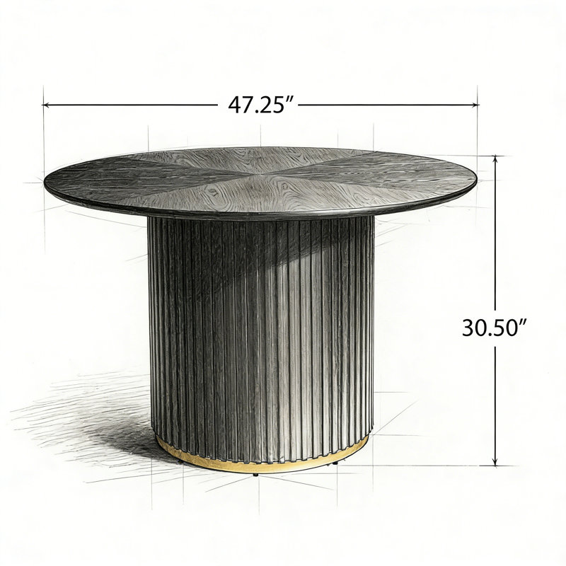 Table de salle à manger 47,25 po, Noir