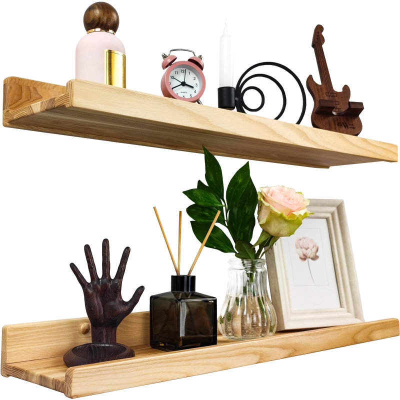 Dabo 2 Piece Floating Shelf, 13.60cm H x 60.90cm W x 5.60cm D, Natural