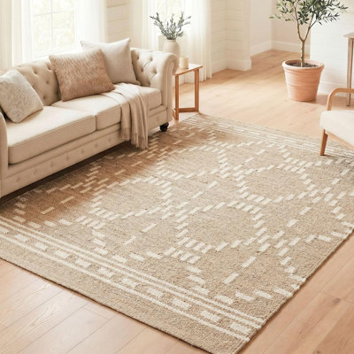 Dune Taupe Jute Rug / Modern Farmhouse Rugs for Living Room and Bedroom