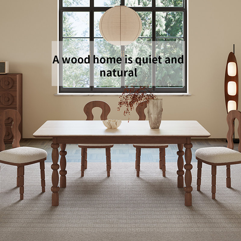 Aimani Solid Wood Base Dining Table, 29.5"H x 70.8"L x 35.4"W