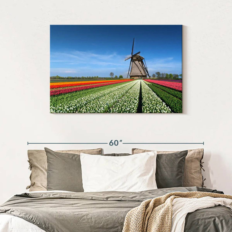 Moulin à vent et tulipes Alvord, H 30 po x l 45 po