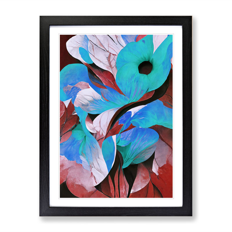 Flowing Abstract Floral No.4 - Single Picture Frame Painting, Black, 64cm H x 46cm W x 2cm D
