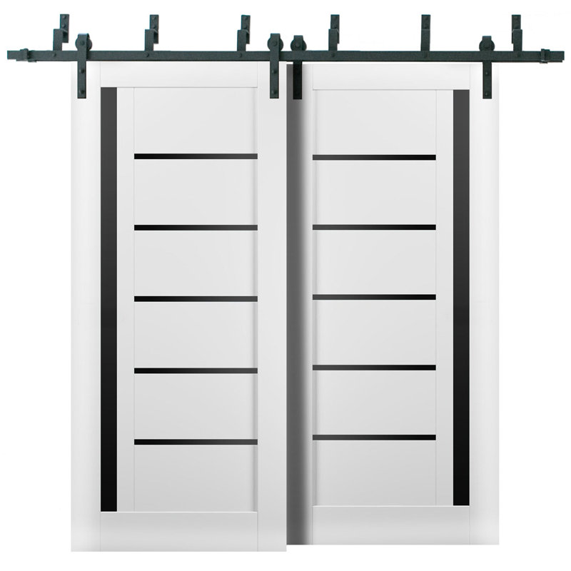 Quadro Frosted Glass Sliding Closet Doors, 84" x 84", White
