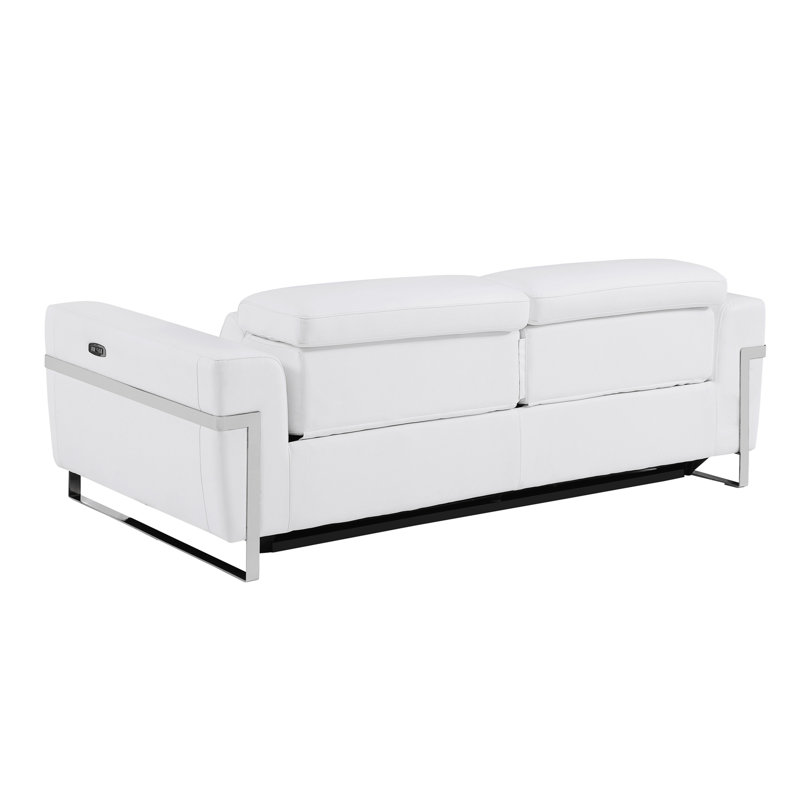 Canapé en cuir italien à grain supérieur avec fauteuil inclinable électrique, Cuir blanc