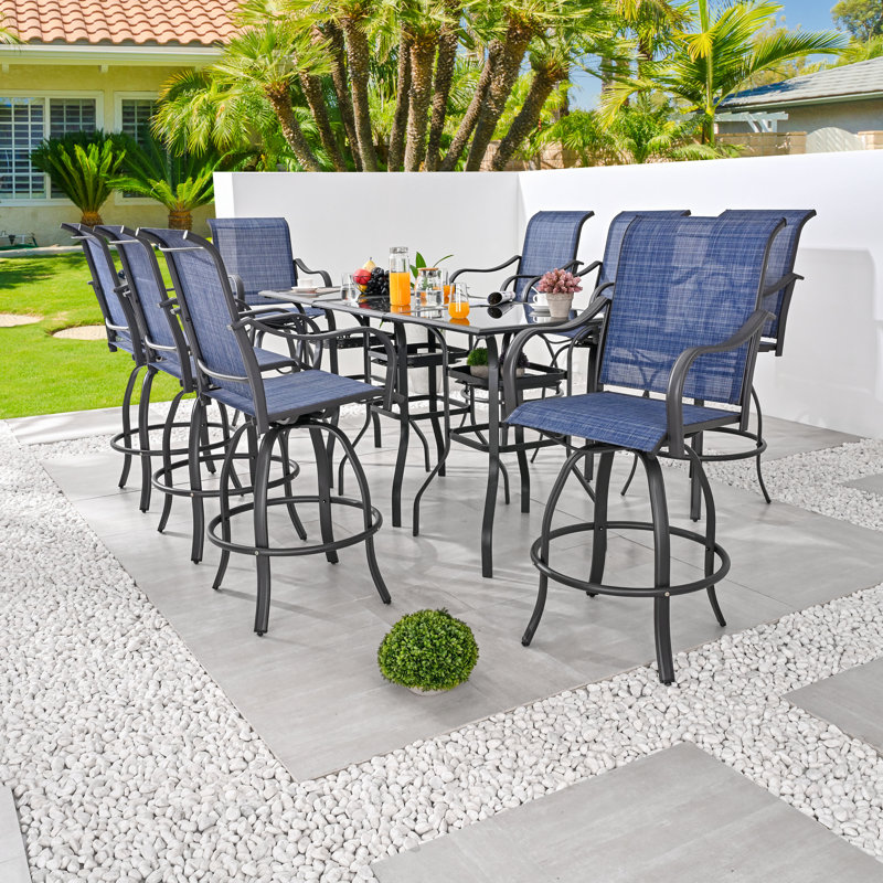 Motto Square 8 - Person Bar Height Dining Set, Blue