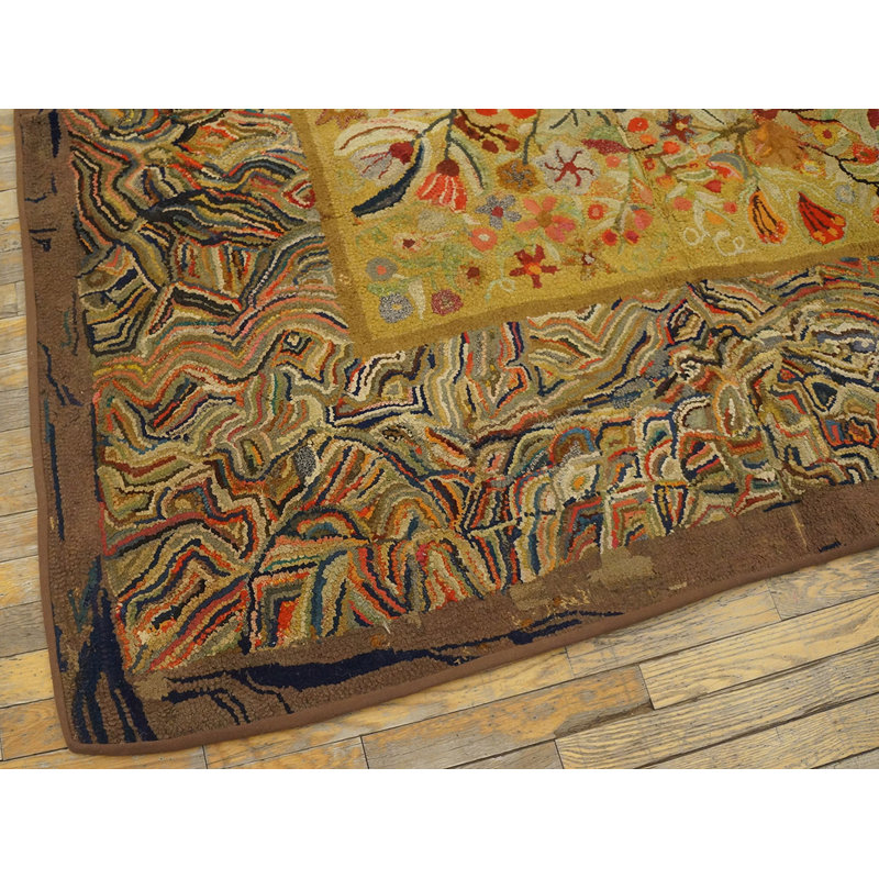 Tapis crocheté antique en laine multicolore