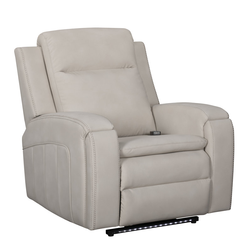 Aboubakr Power Recliner With Heat, Massage And Auto-Glide, Buffy Cream