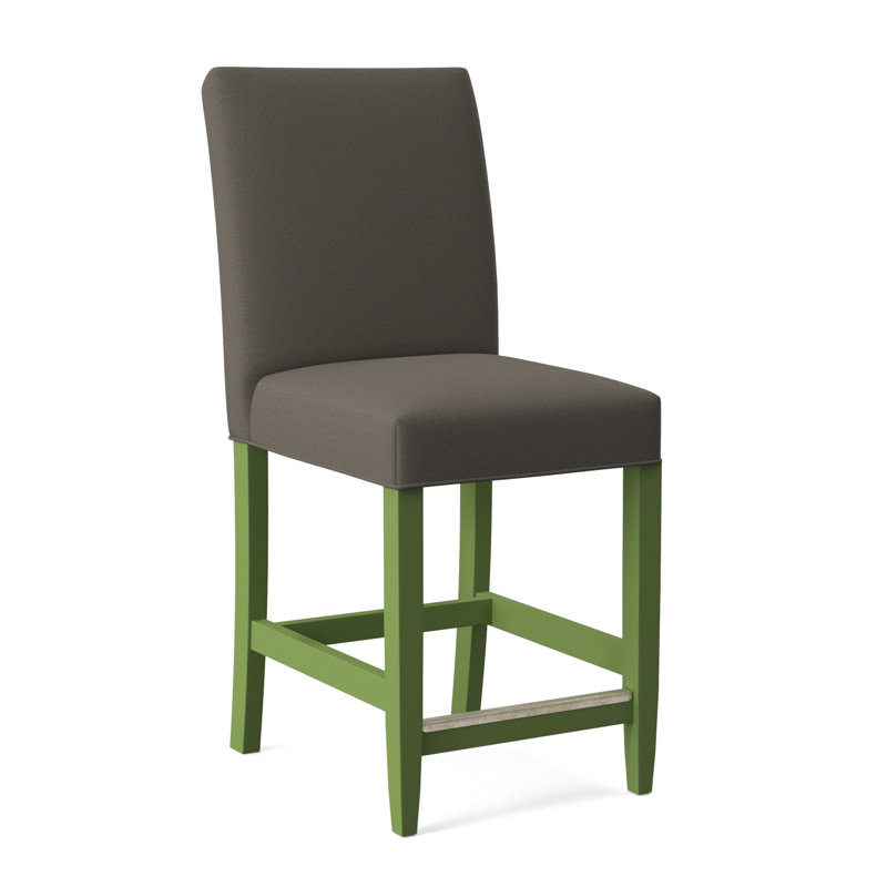 Manhattan Upholstered Stool with Solid Wood Frame, Gray Sugar Performance; 0863-84, Navy Finish