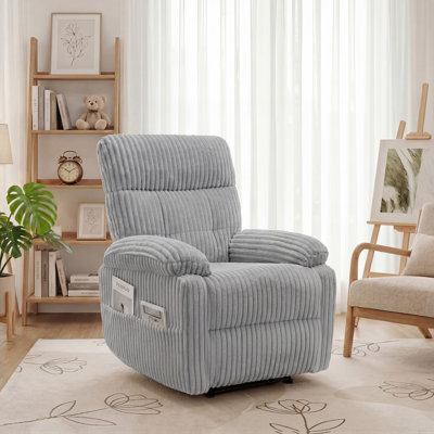 Power Recliner Chair with Zero Gravity, Corduroy Upholstered Electric Reclining Sofa, Modern Comfy Accent Chair for Living Room Bedroom
