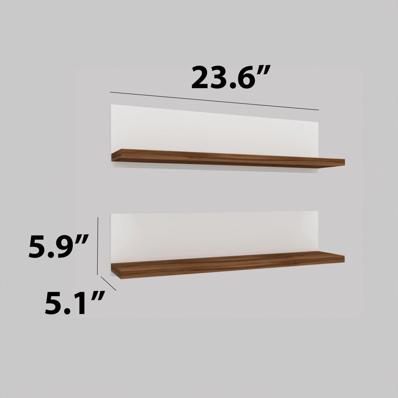 Tablette flottante Burklee, Blanc / brun